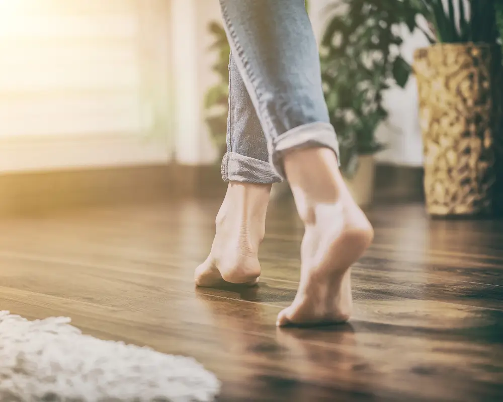bare foot on a floor - floor insulation