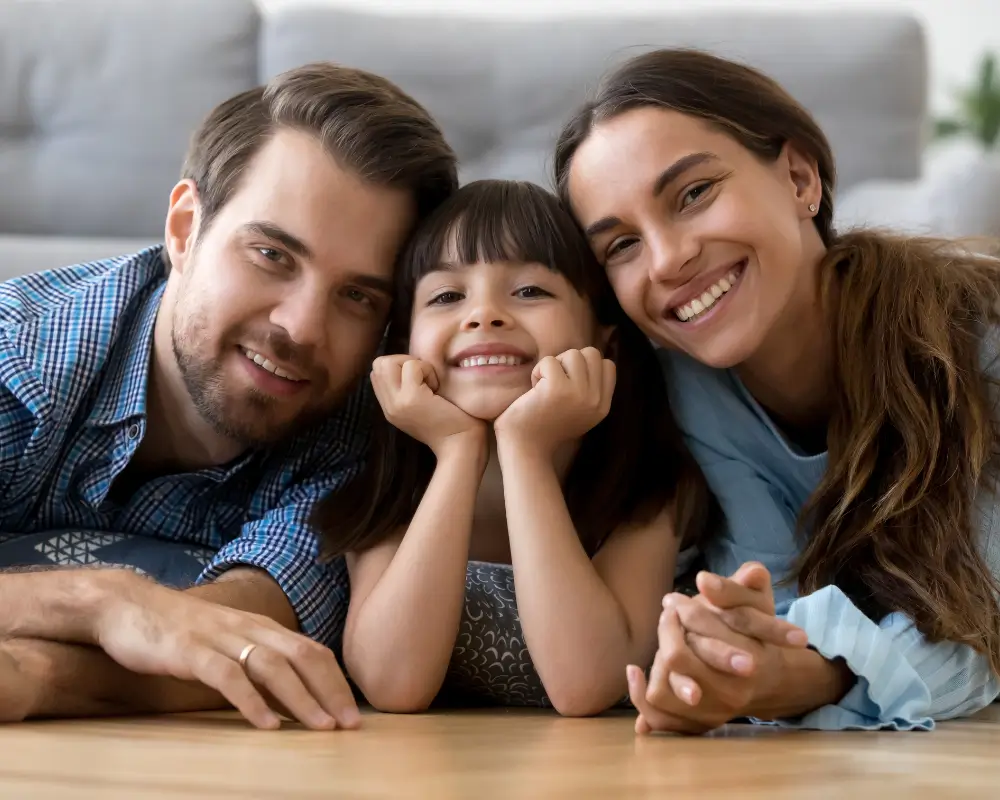 a family posing for the camera